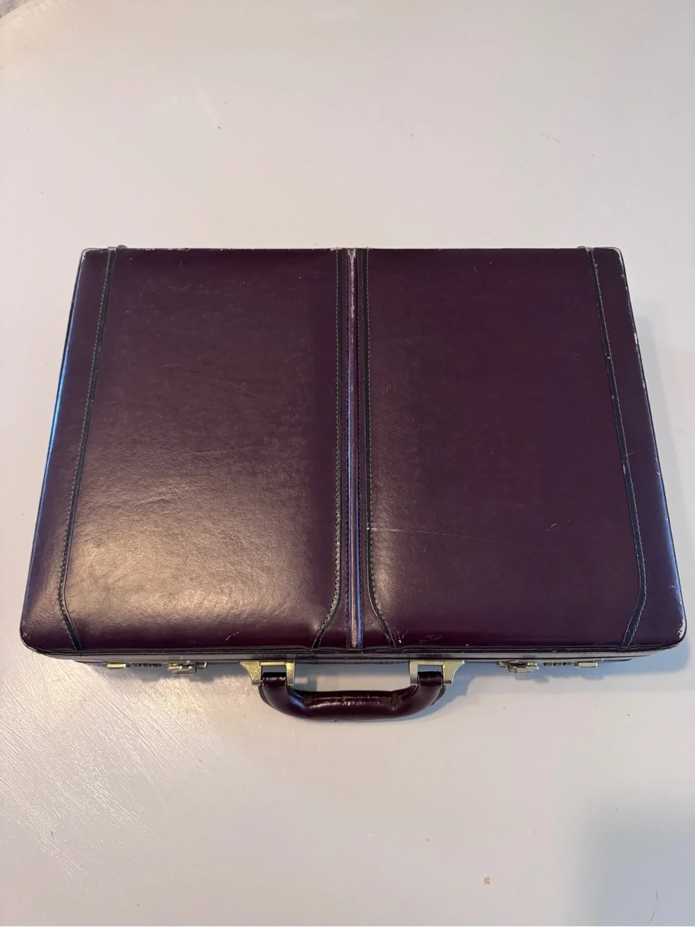 Vintage Mallard Men's Briefcase - Brown Burgundy Leather